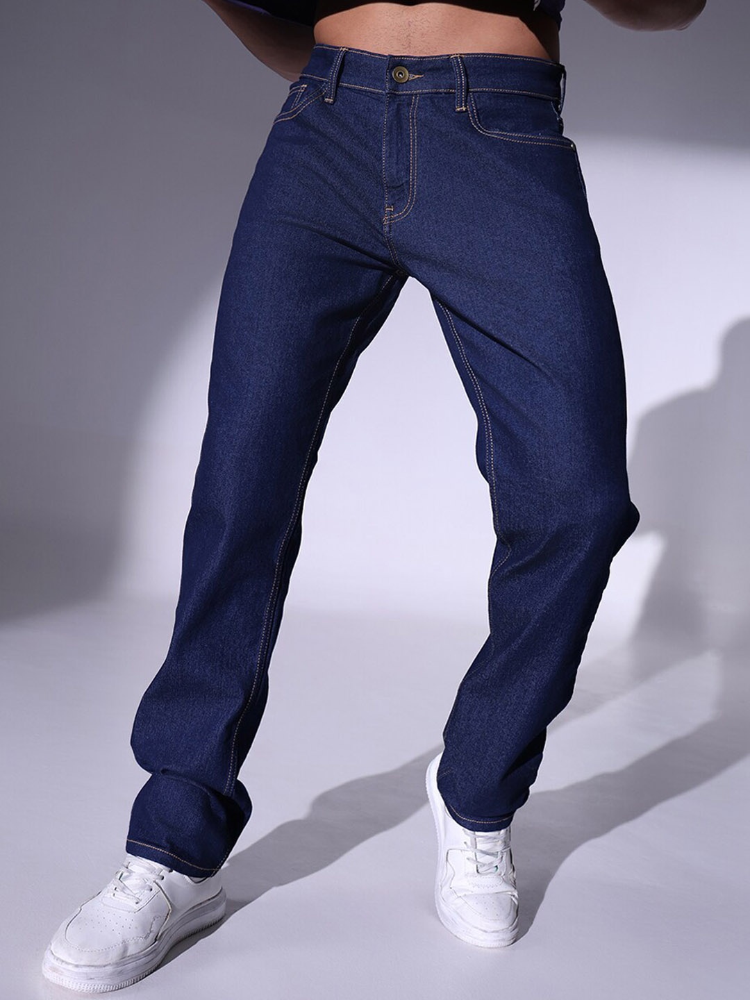 

Hubberholme Men Relaxed Fit Clean Look Stretchable Jeans, Blue
