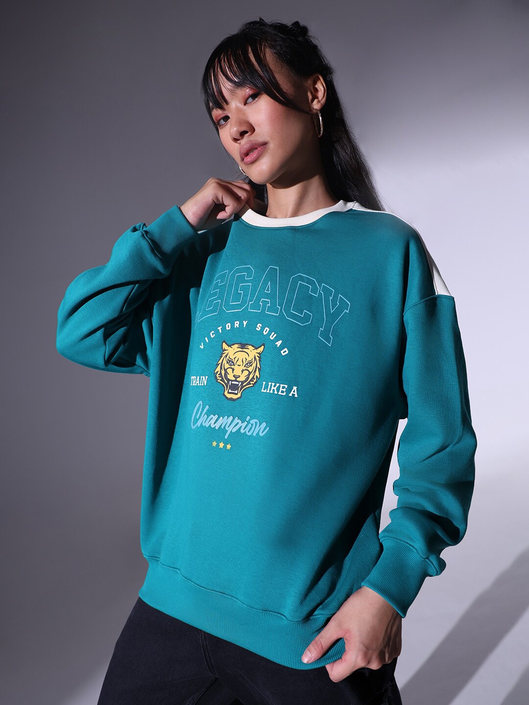 

Hubberholme Typography Printed Pure Cotton Sweatshirt, Teal