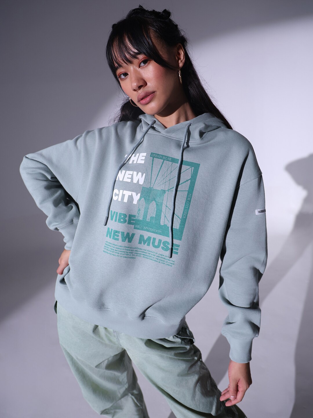 

Hubberholme Typography Printed Hooded Cotton Sweatshirt, Grey