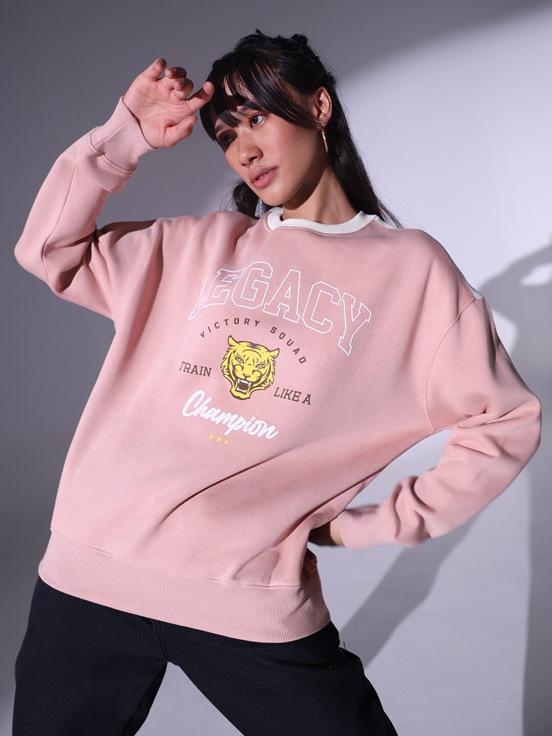 

Hubberholme Typography Printed Pure Cotton Sweatshirt, Pink