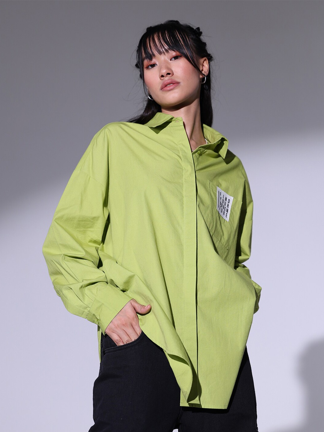 

Hubberholme Relaxed Fit Pure Cotton Oversized Casual Shirt, Green