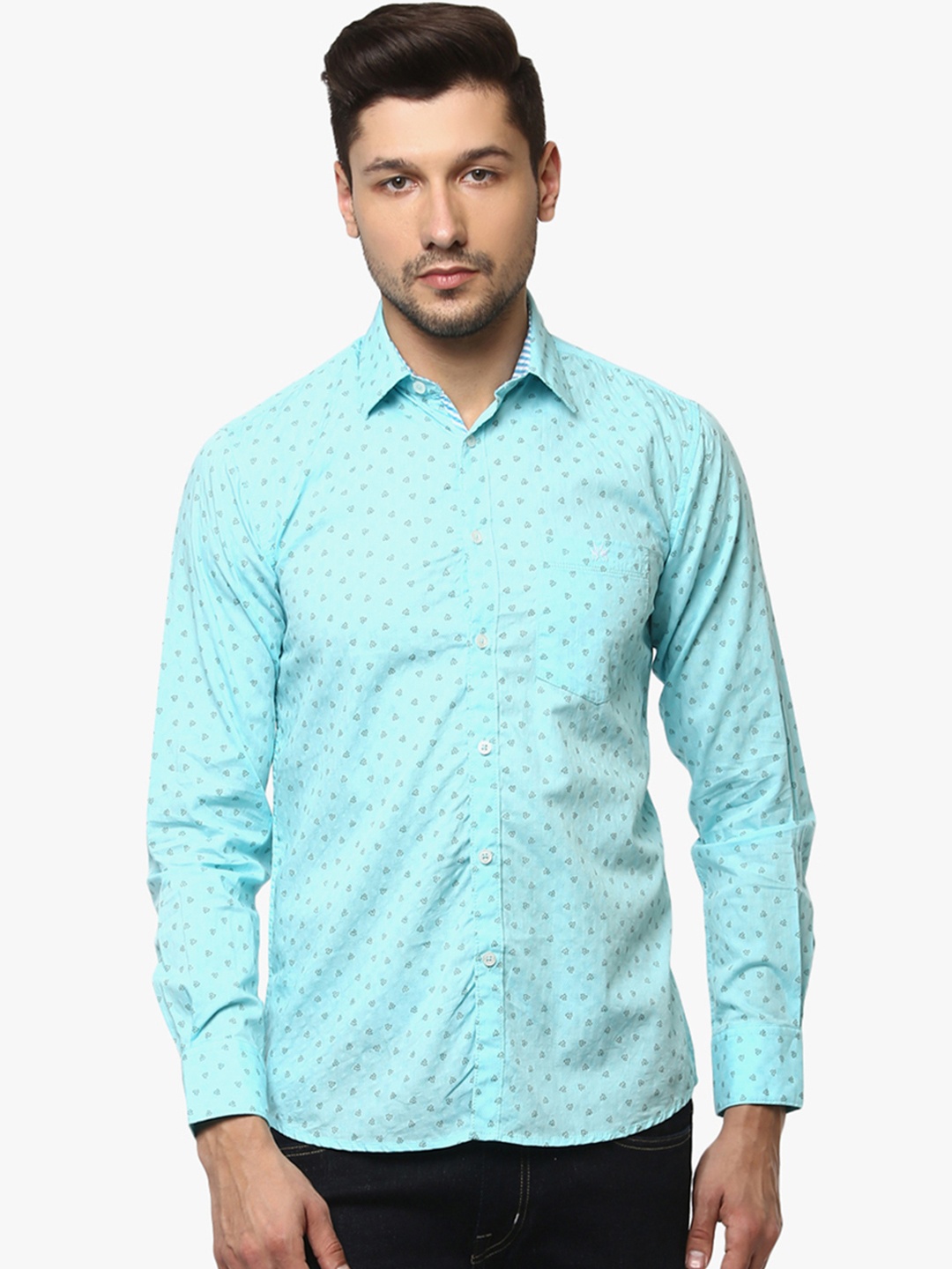 

Crimsoune Club Men Green Standard Slim Fit Printed Casual Shirt