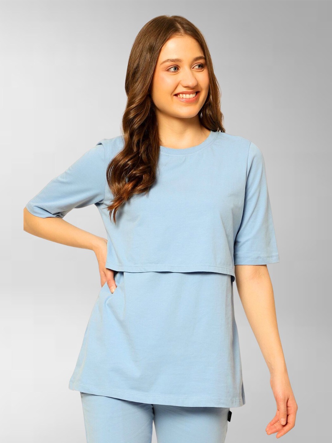 

House Of Zelena Maternity Cotton Top, Blue