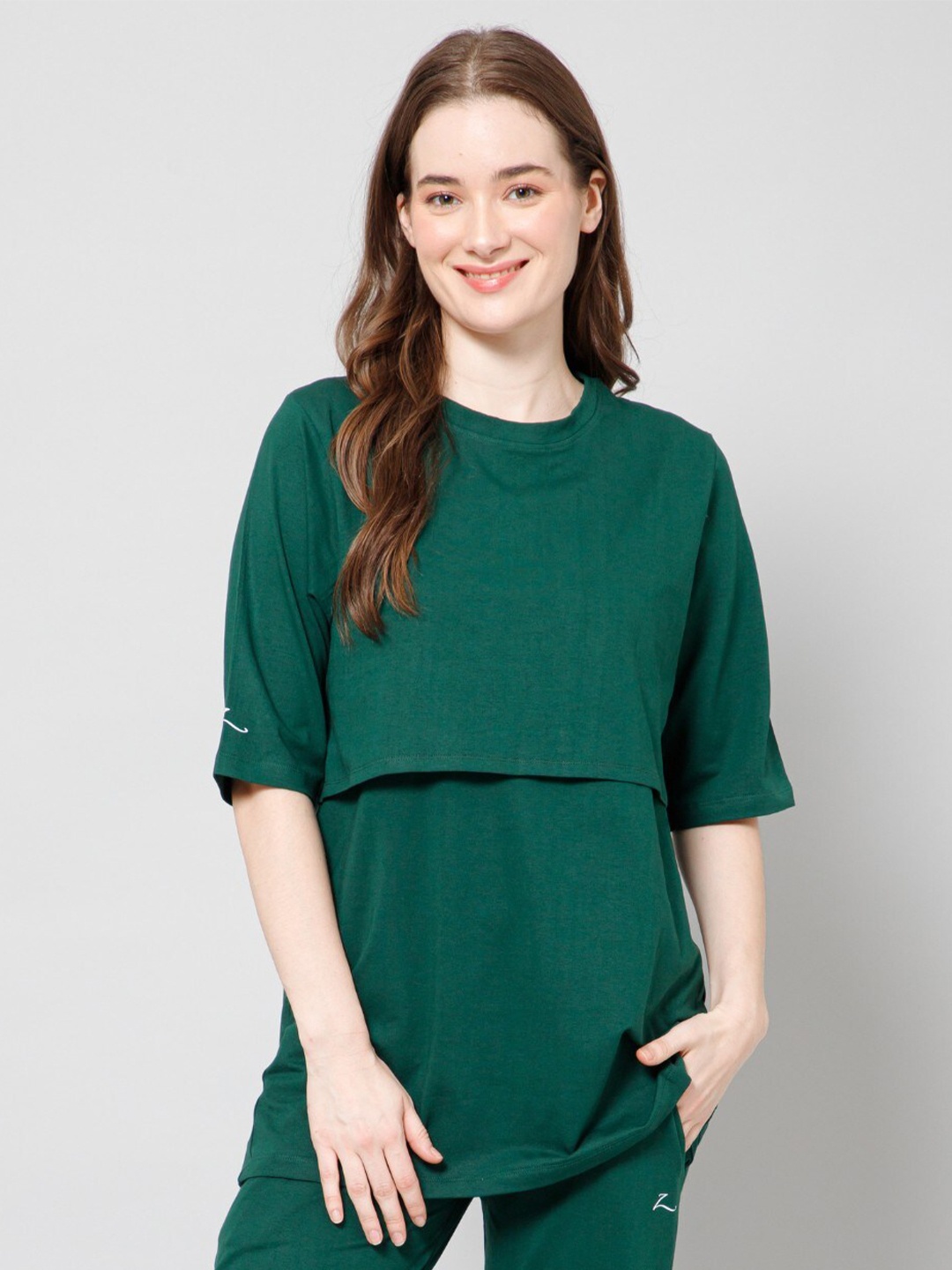 

House Of Zelena Maternity Cotton Top, Green