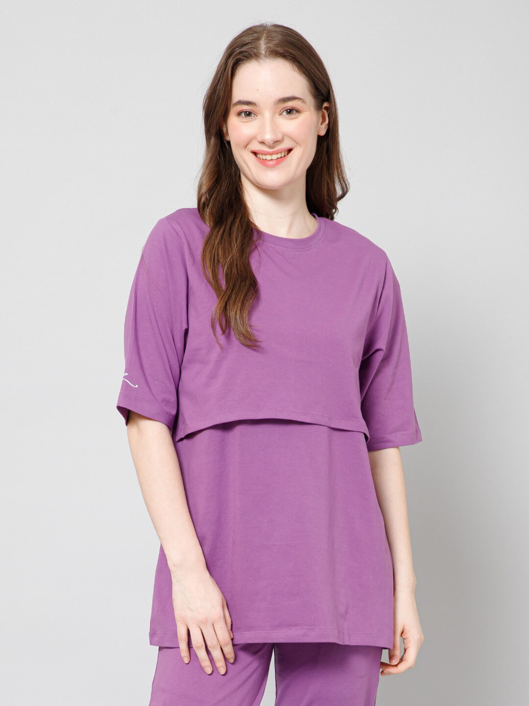 

House Of Zelena Maternity Cotton Top, Purple