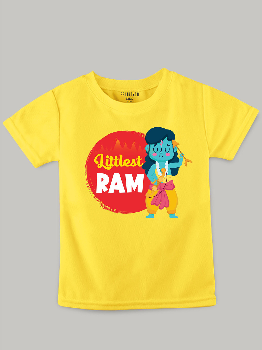 

FFLIRTYGO Kids Littlest Ram Printed Pure Cotton T-shirt, Yellow