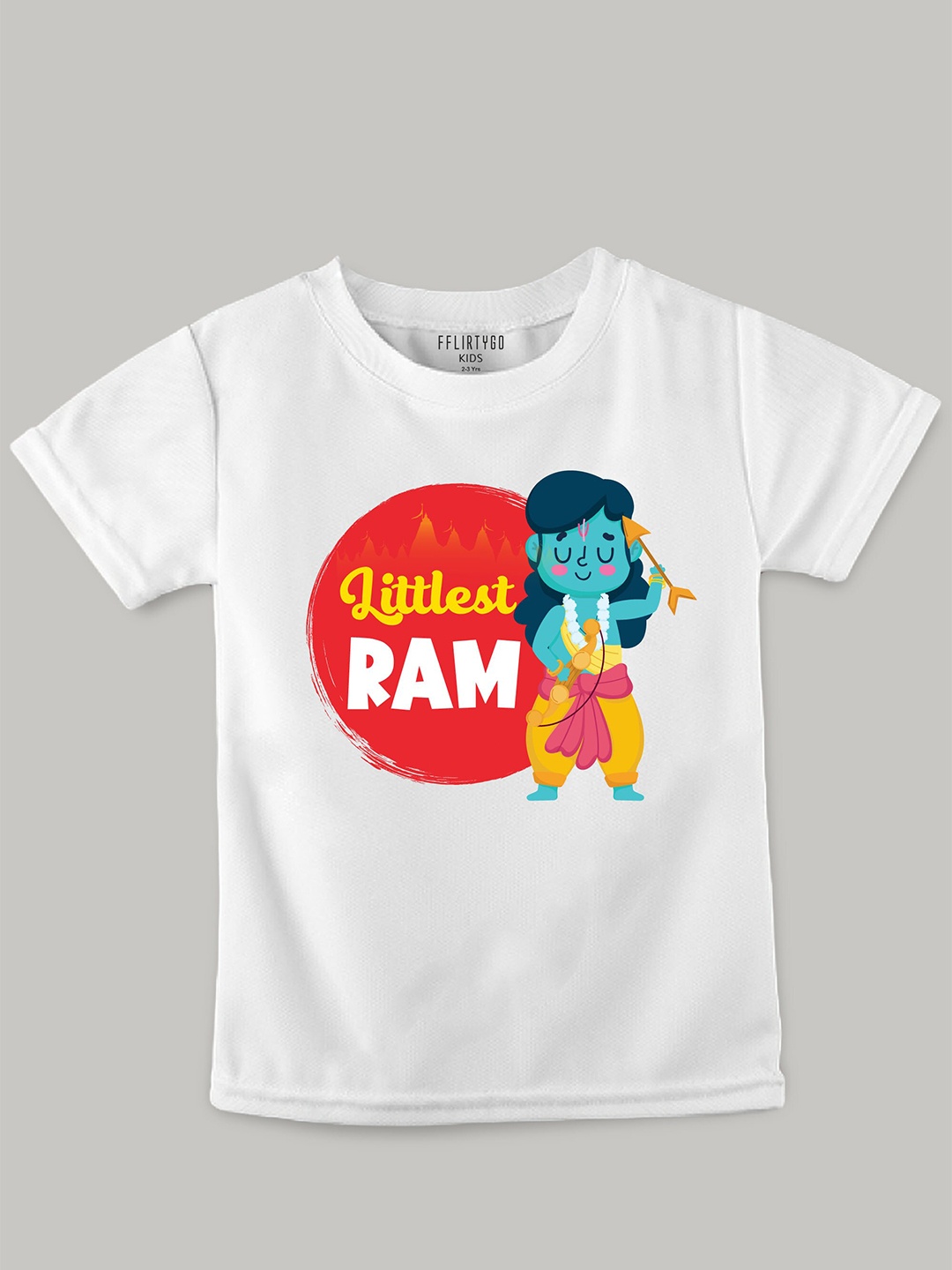 

FFLIRTYGO Kids Littlest Ram Printed Pure Cotton T-shirt, White