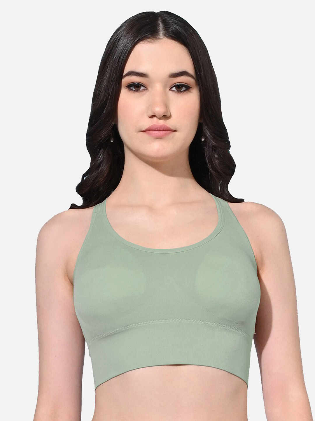 

FIMS Full Coverage Lightly Padded Medium Support Sports Bra With Moisture Wicking, Green