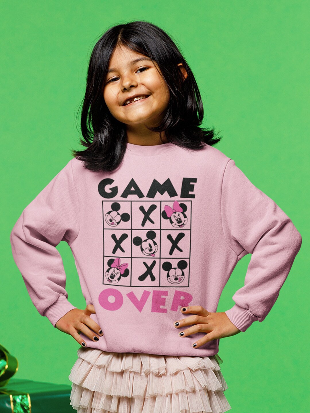 

KINSEY Girls Mickey & Minnie Printed Fleece Sweatshirt, Pink