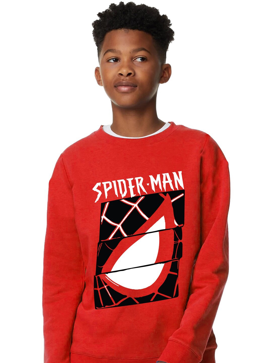 

KINSEY Boys Spider-Man Printed Fleece Sweatshirt, Red