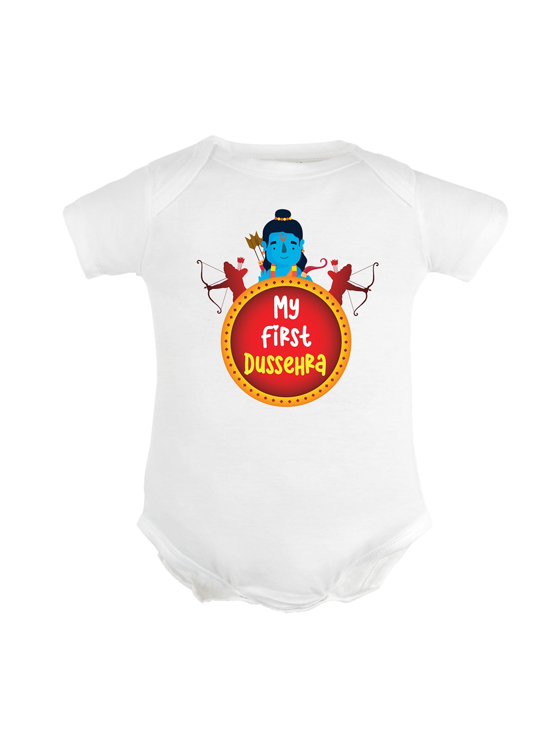 

FFLIRTYGO Infants Dussehra Special Printed Pure Cotton Bodysuit, White