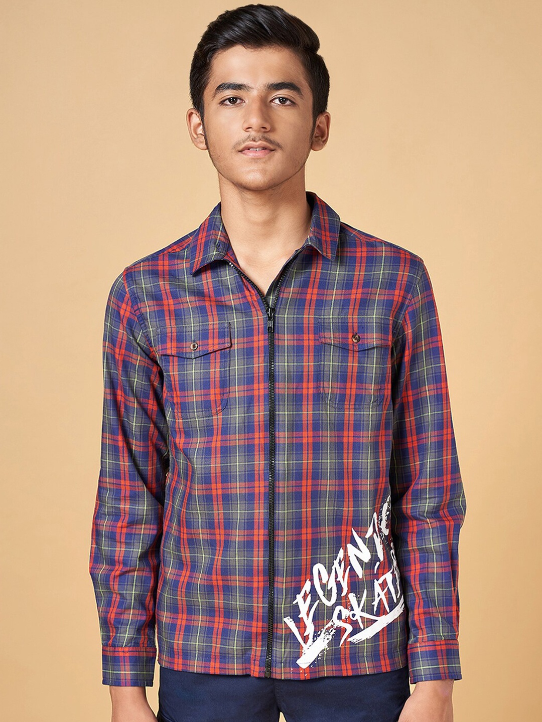 

Coolsters by Pantaloons Boys Tartan Checked Long Sleeves Hood Cotton Casual Shirt, Red