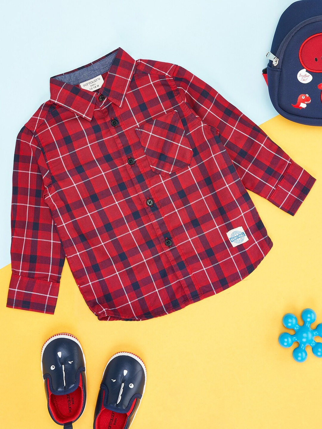 

Pantaloons Baby Boys Tartan Checked Cotton Casual Shirt, Red