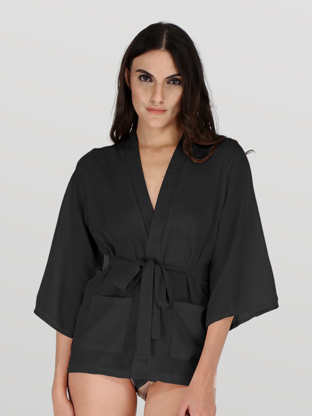 

EZLOOT Women Bath Robe, Black