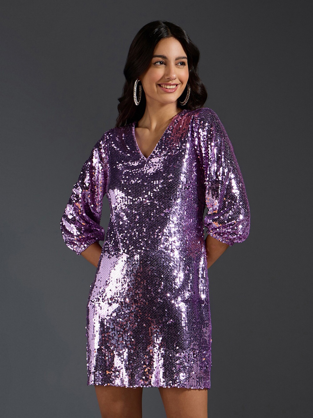 

20Dresses Sequin Embellished A-Line Mini Dress, Violet