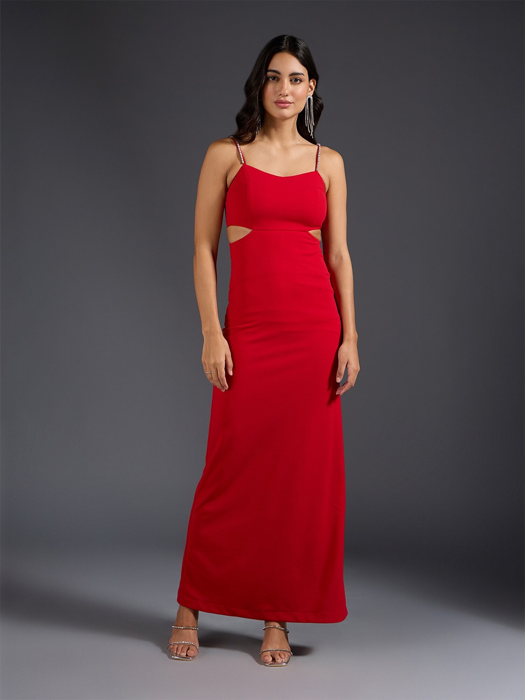 

20Dresses Shoulder Straps Cut-Out Bodycon Maxi Dress, Red