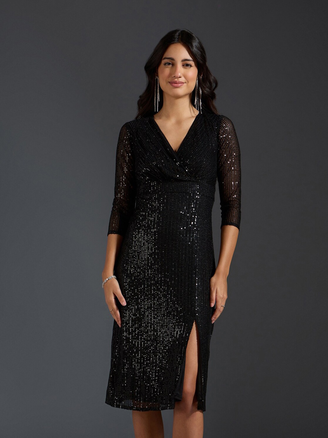 

20Dresses Embellished Sequinned Sheath Dress, Black