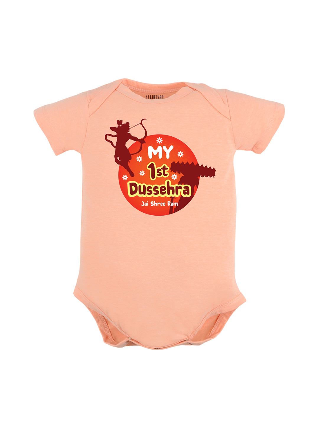 

FFLIRTYGO Infants Printed Pure Cotton Bodysuit, Peach