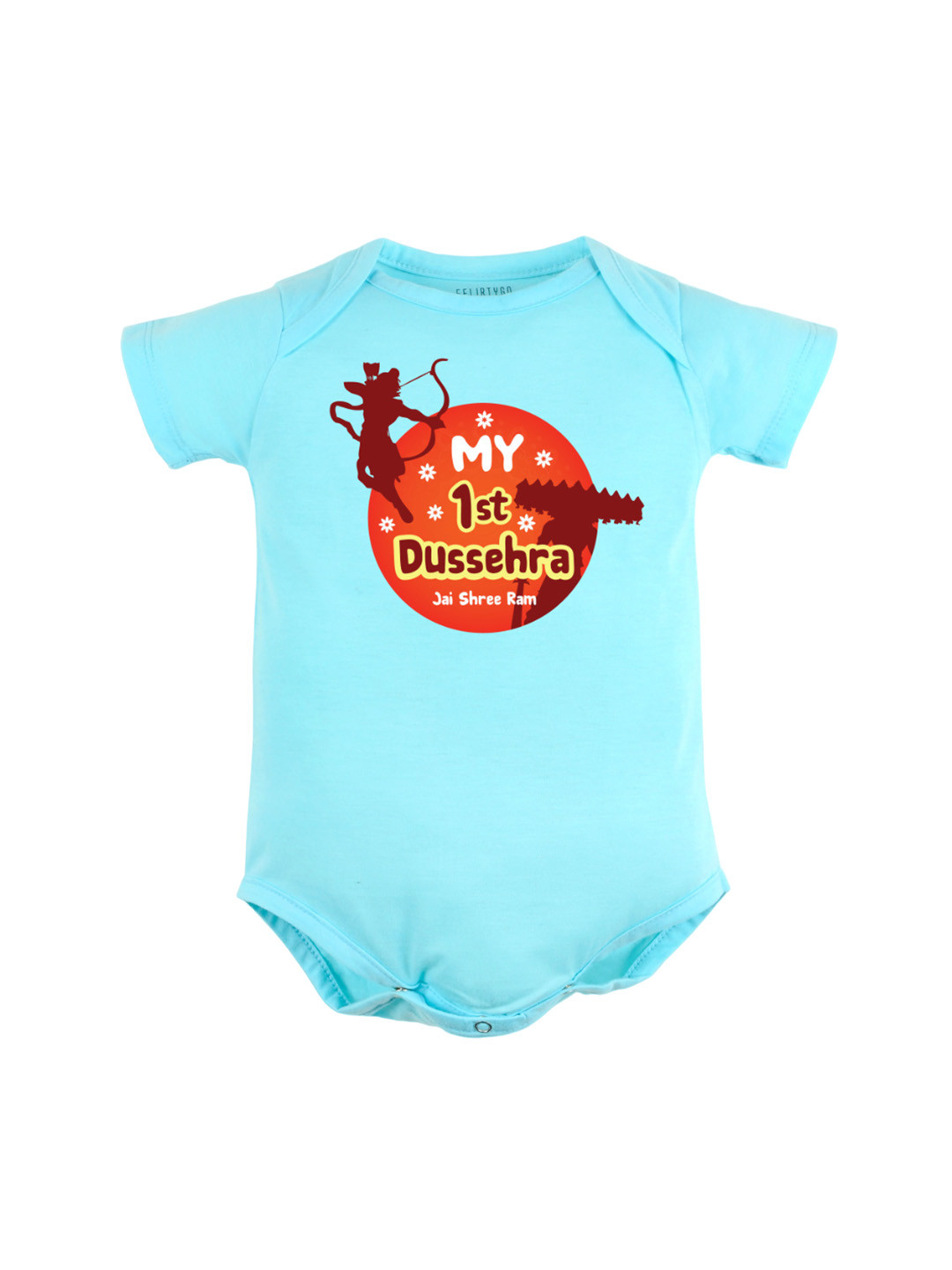 

FFLIRTYGO Infants Printed Pure Cotton Bodysuit, Turquoise blue