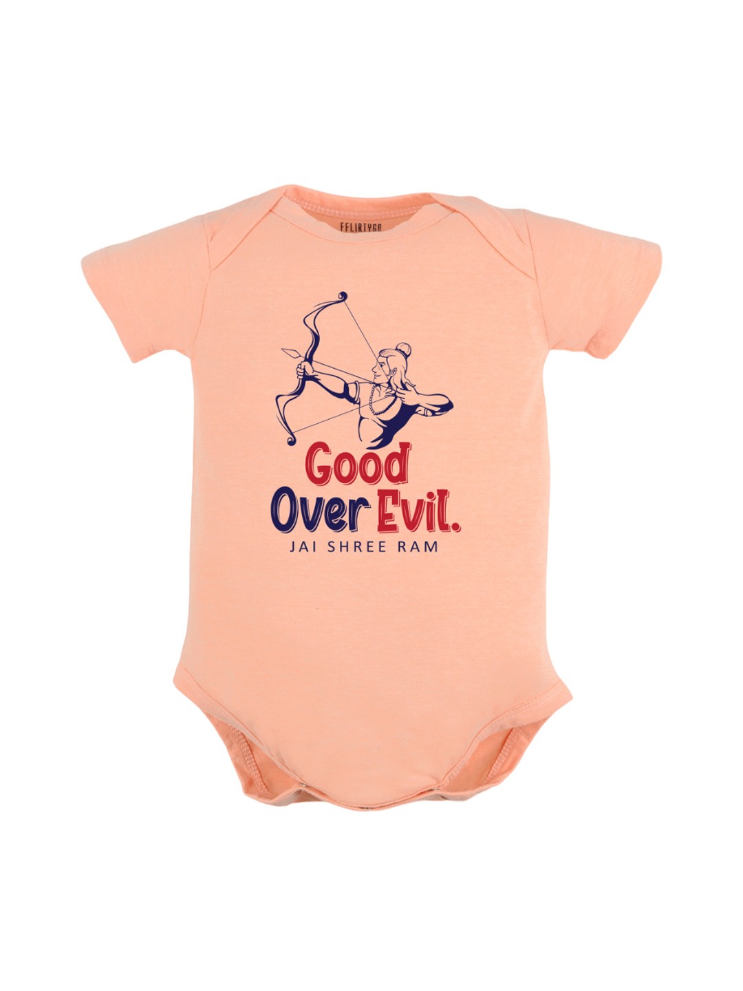 

FFLIRTYGO Infants Typography Printed Dussehra Special Cotton Bodysuit, Peach