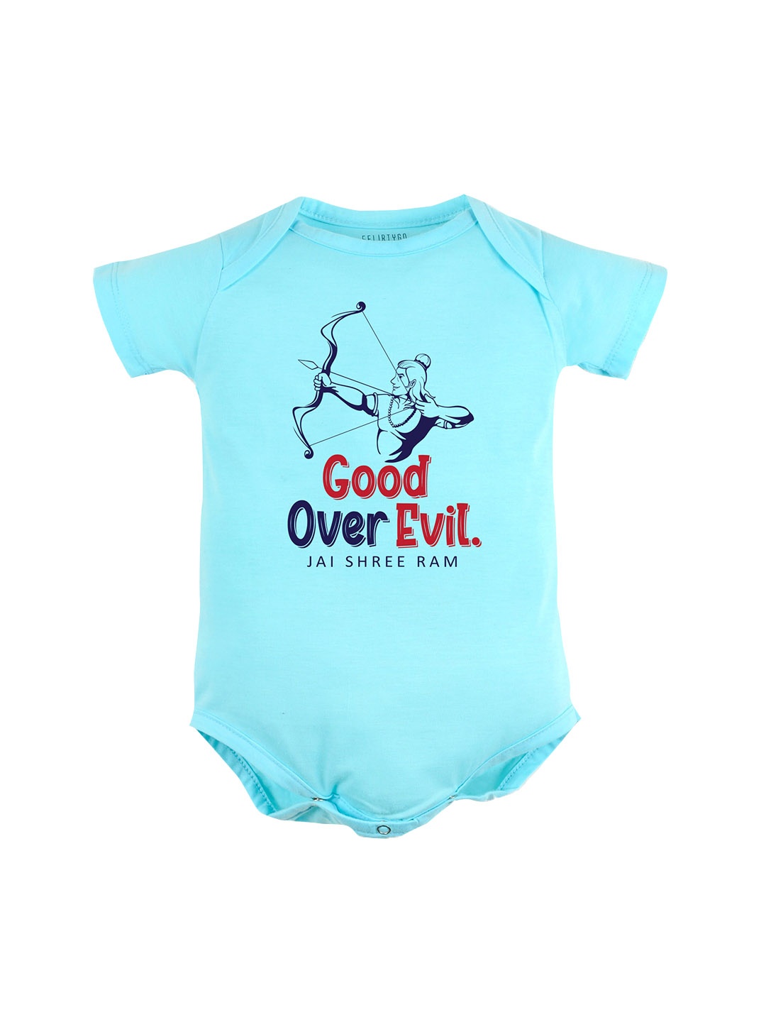 

FFLIRTYGO Infants Typography Printed Pure Cotton Bodysuit, Turquoise blue