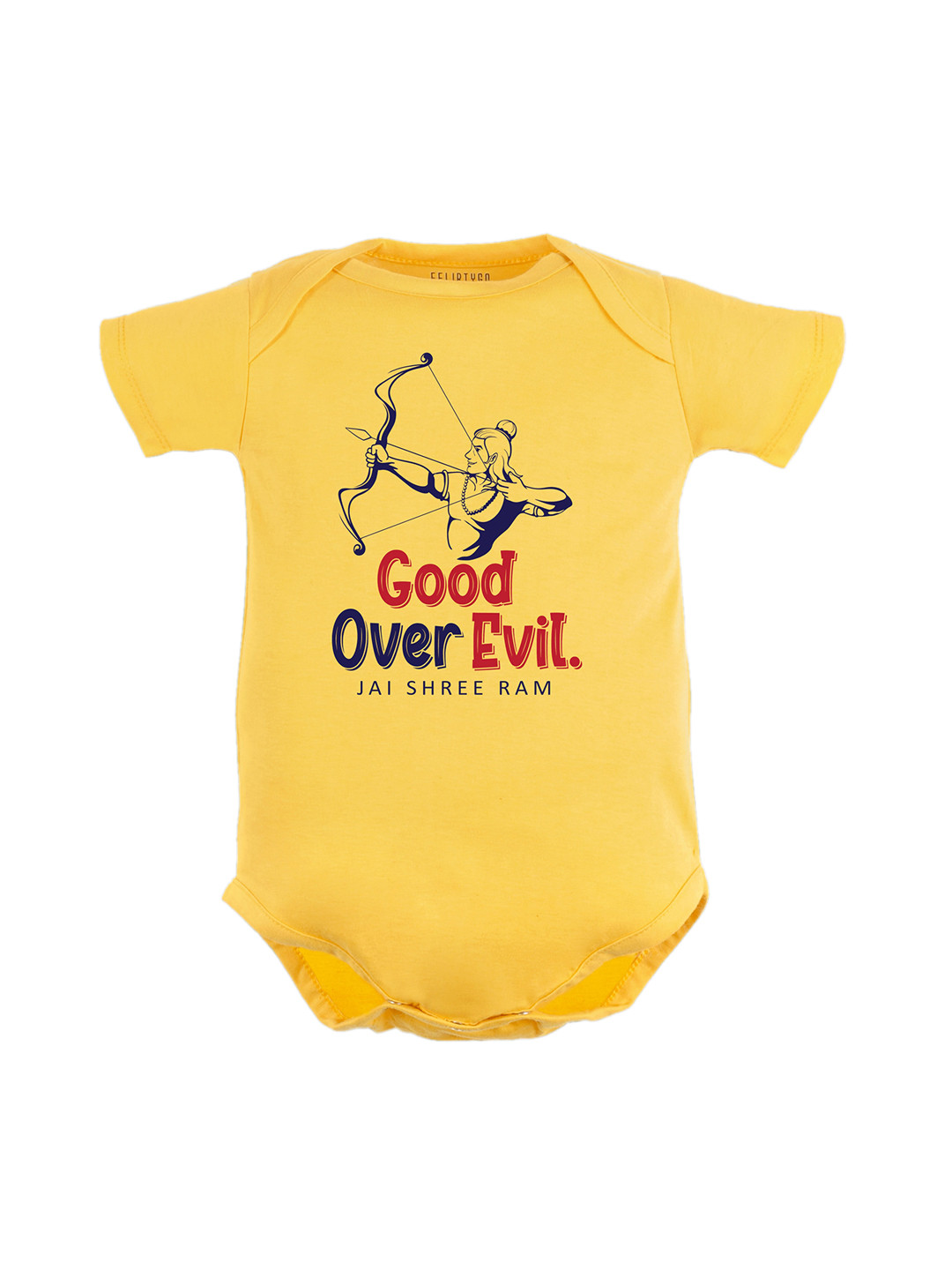 

FFLIRTYGO Baby Graphic Printed Cotton Dussehra Special Bodysuit, Yellow