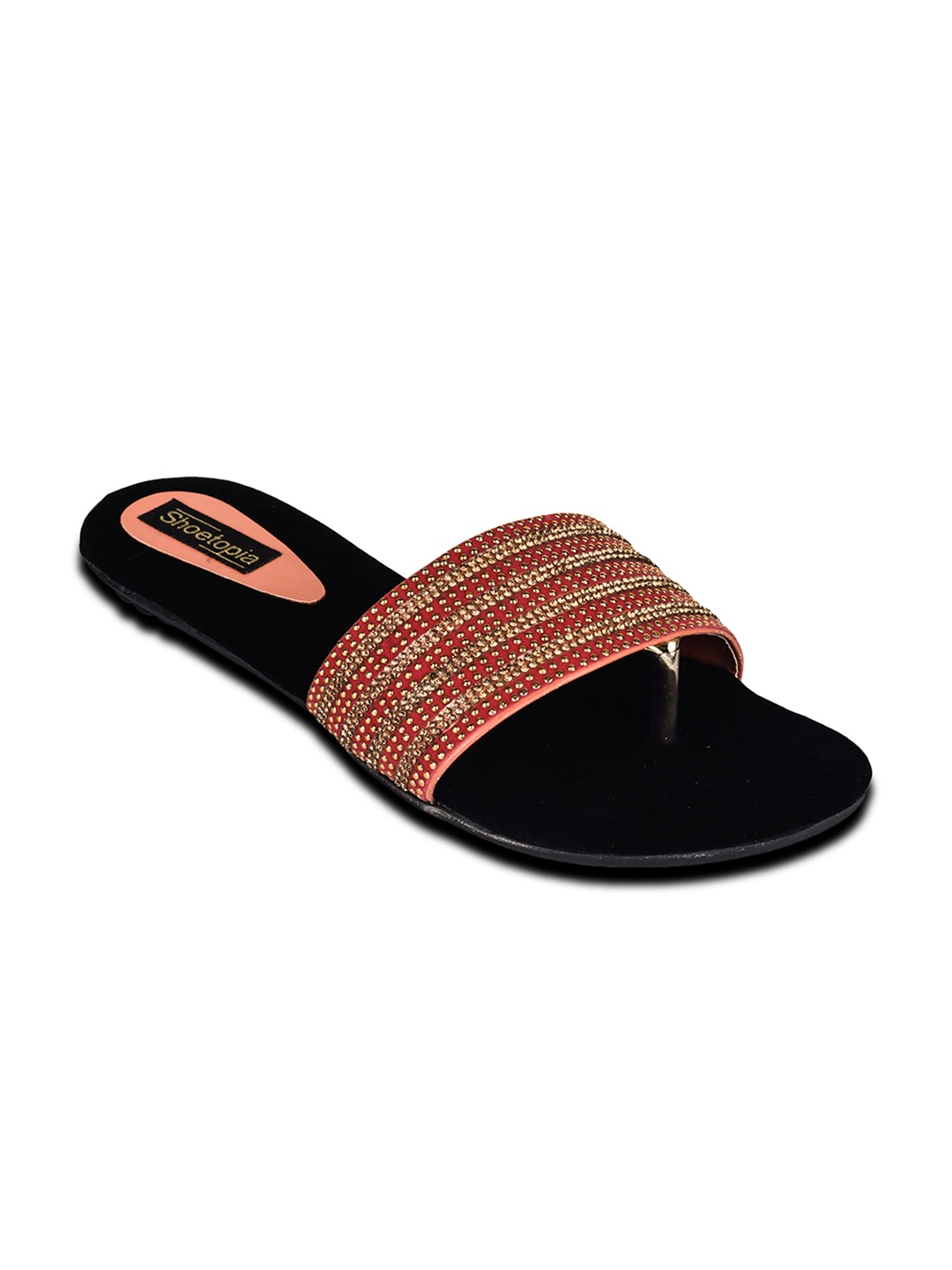 

Shoetopia Women Red Solid Synthetic Open Toe Flats