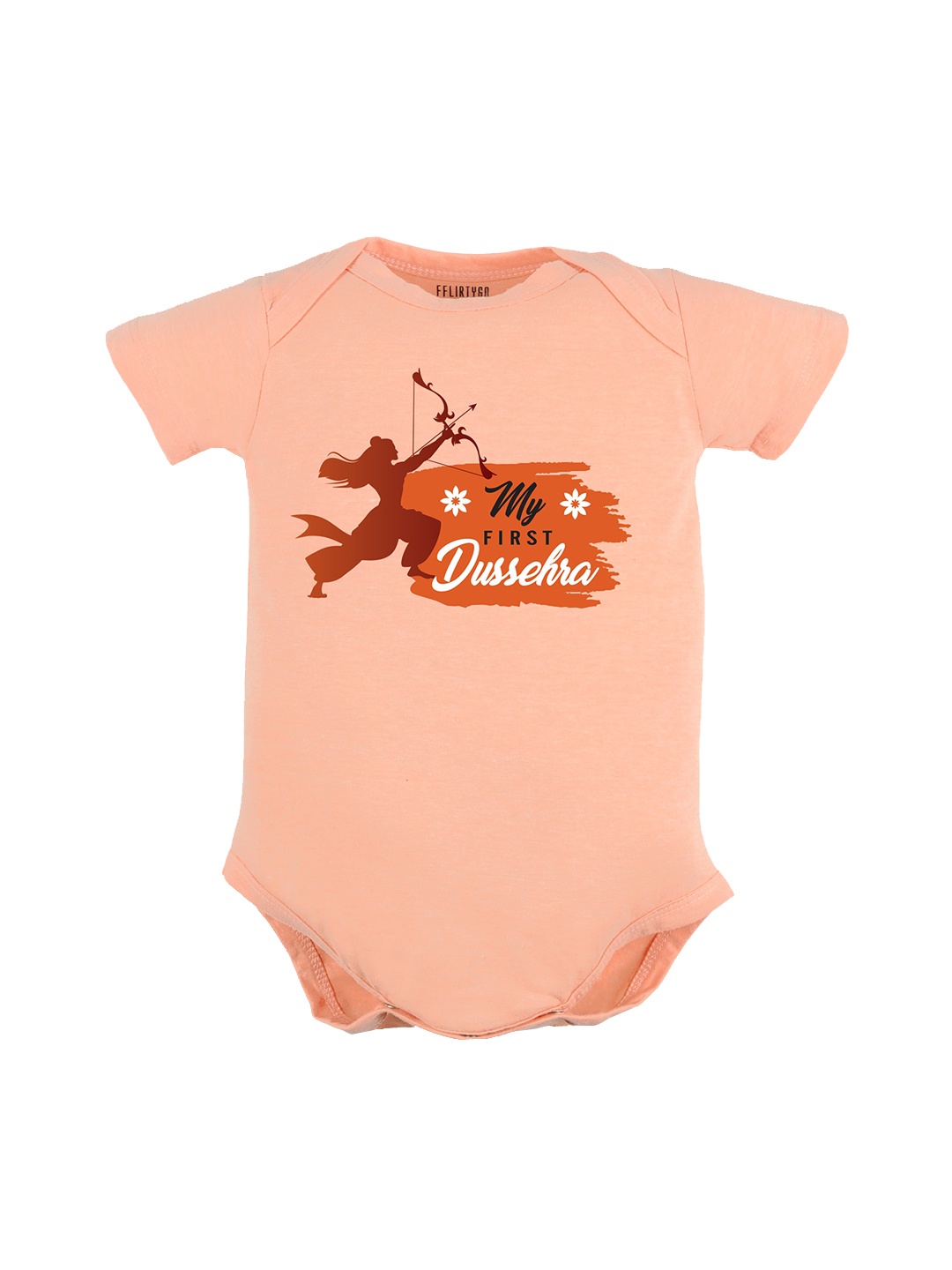 

FFLIRTYGO Infant Typography Printed Pure Cotton Bodysuit, Peach