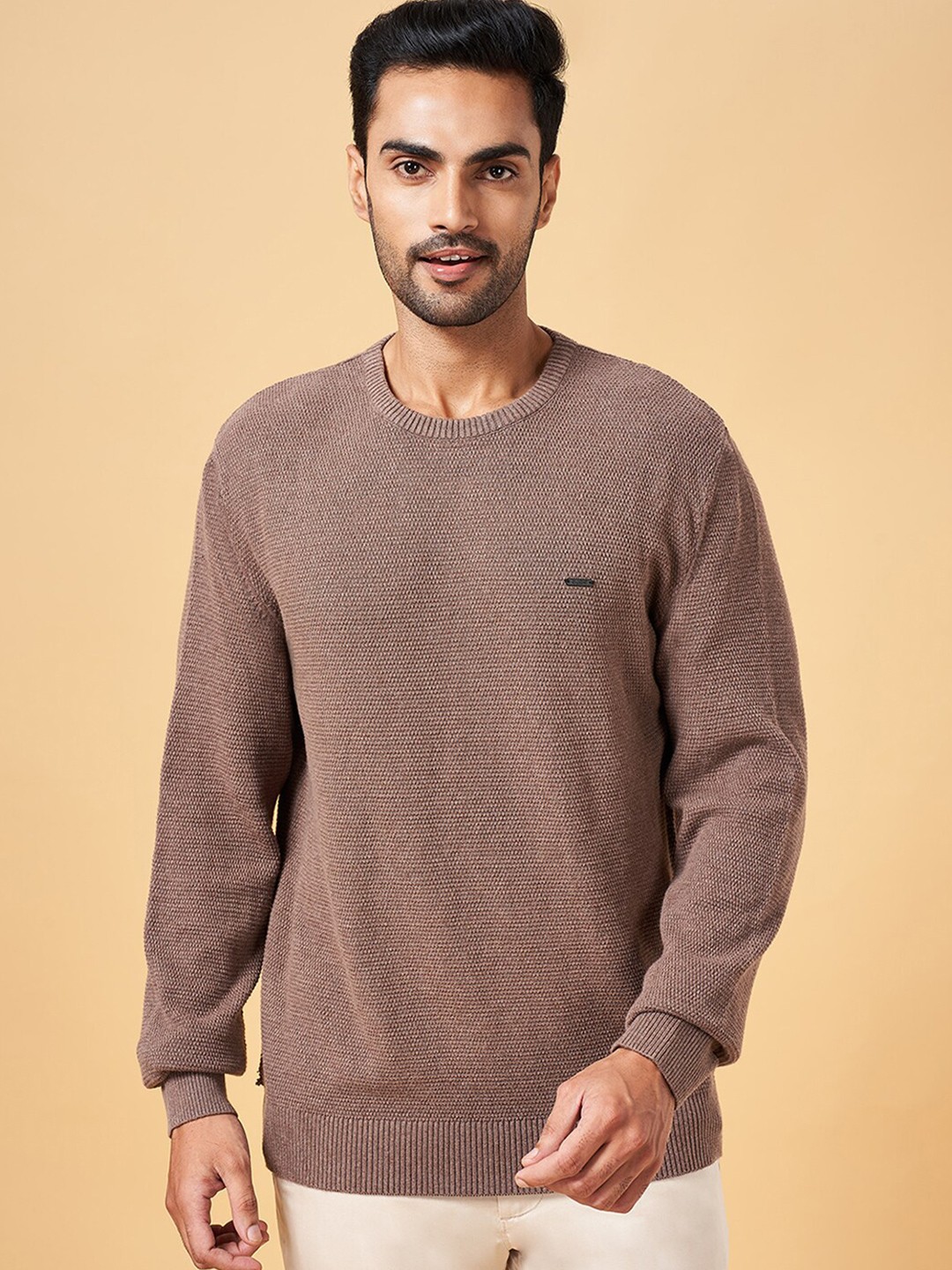 

BYFORD by Pantaloons Round Neck Cotton Pullover, Brown