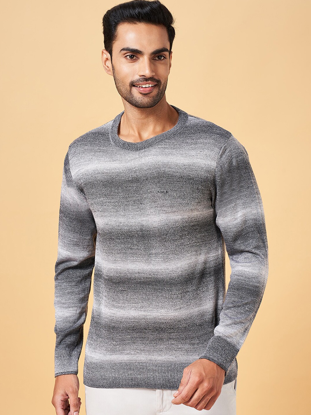 

BYFORD by Pantaloons Striped Acrylic Pullover Sweater, Grey