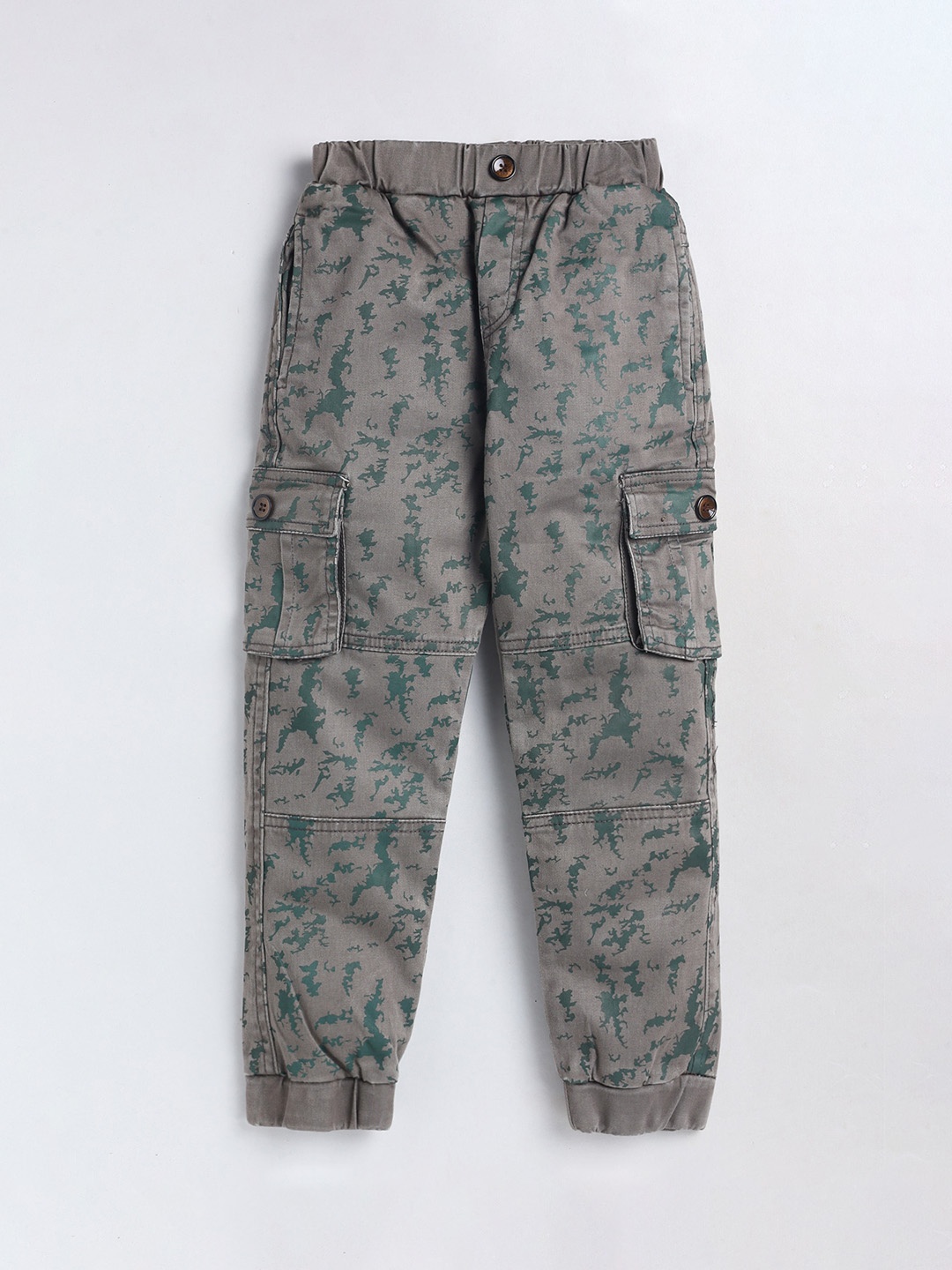 

Olio Kids Boys Printed Cotton Track Pants, Khaki