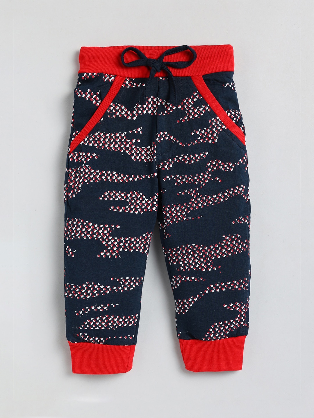 

Olio Kids Boys Abstract Printed Cotton Joggers, Navy blue