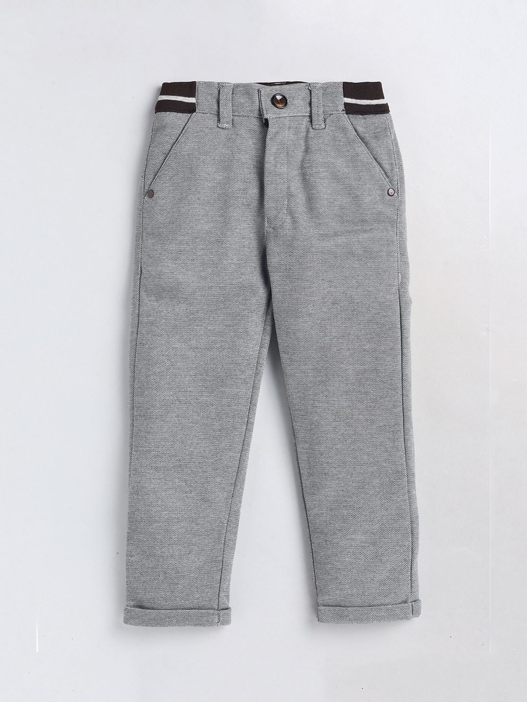 

Olio Kids Boys Self Design Cotton Trouser, Grey