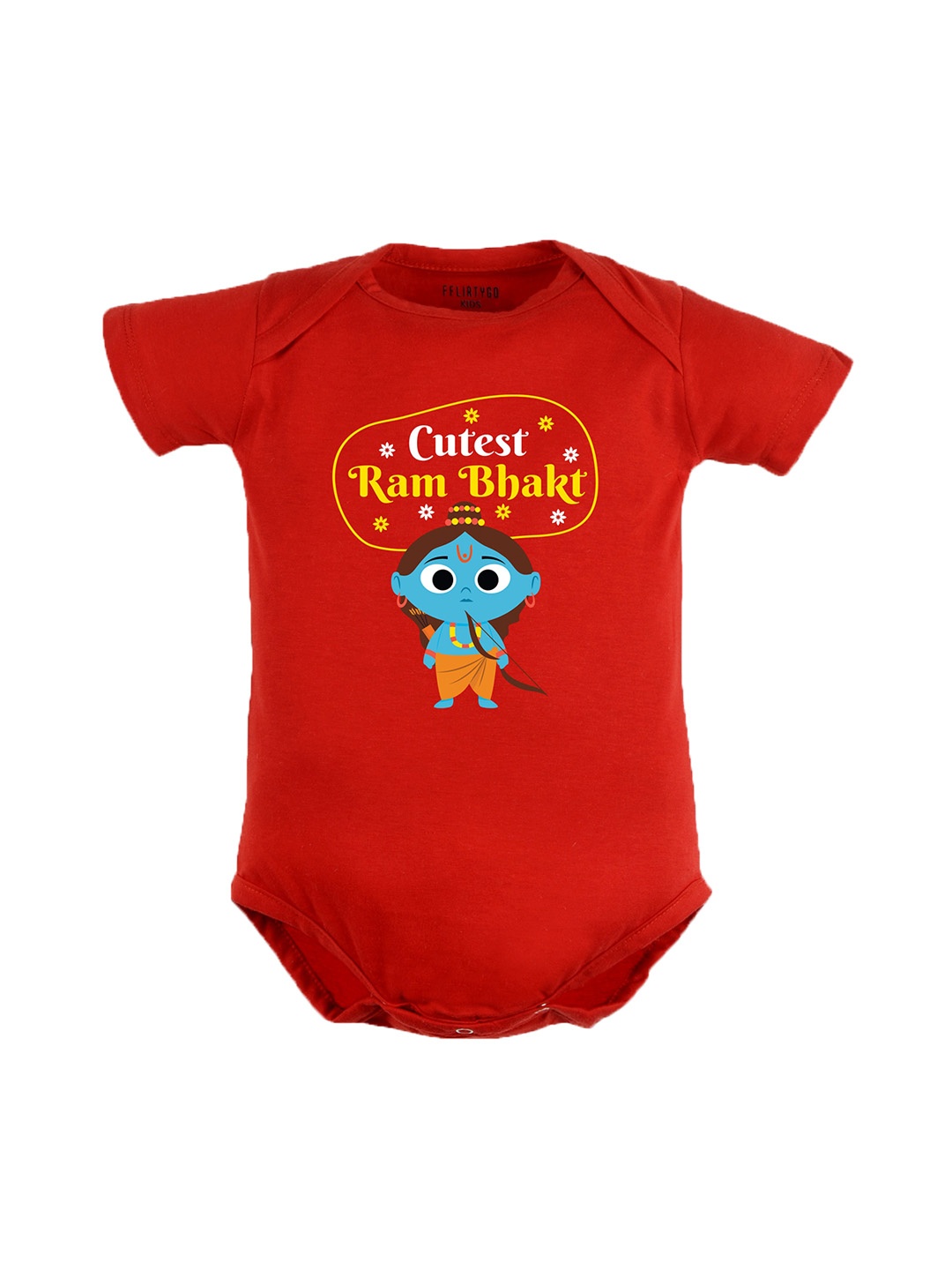 

FFLIRTYGO Infants Dussehra Printed Pure Cotton Bodysuit, Red