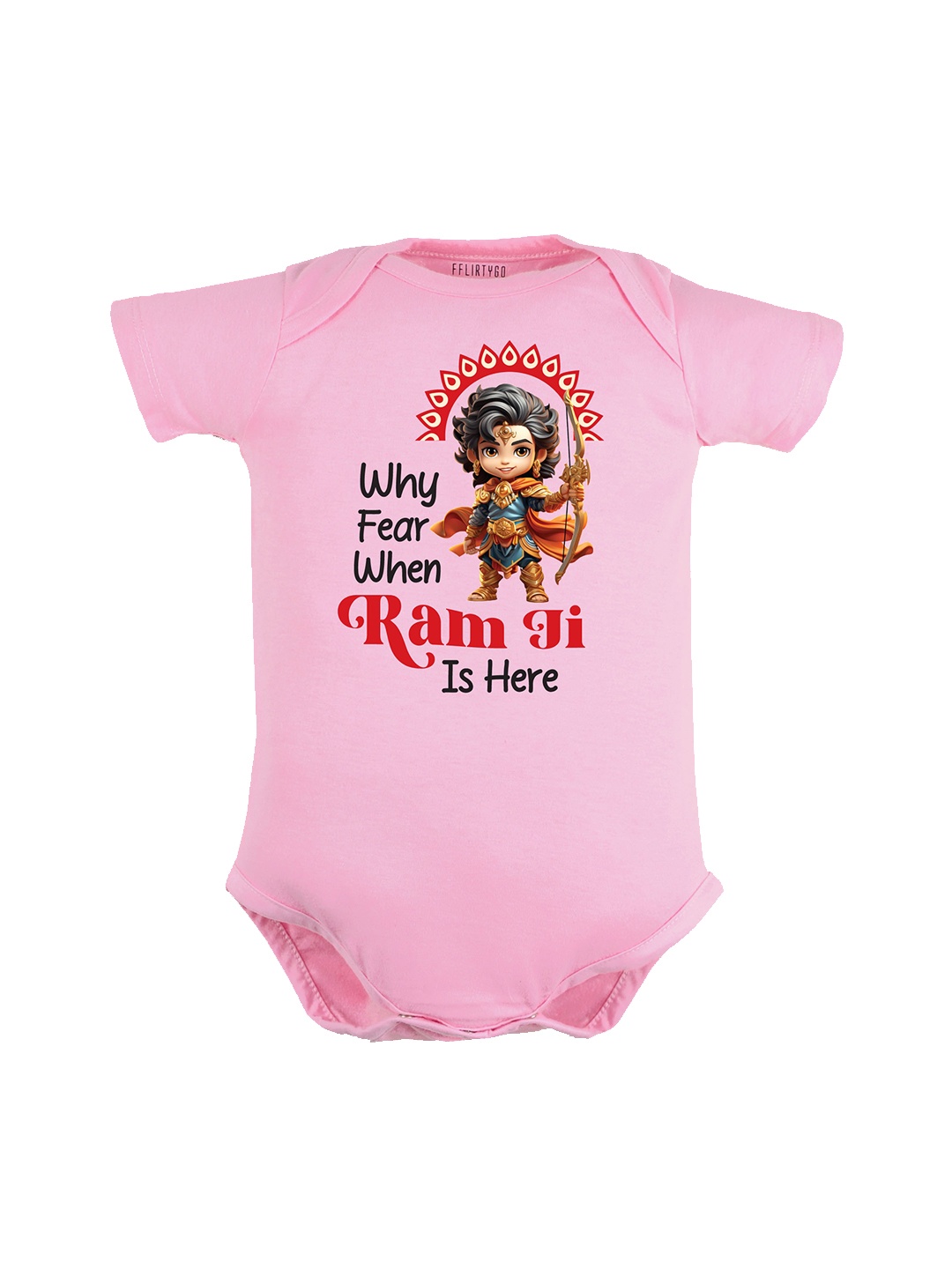 

FFLIRTYGO Baby Printed Cotton Dussehra Special Bodysuit, Pink