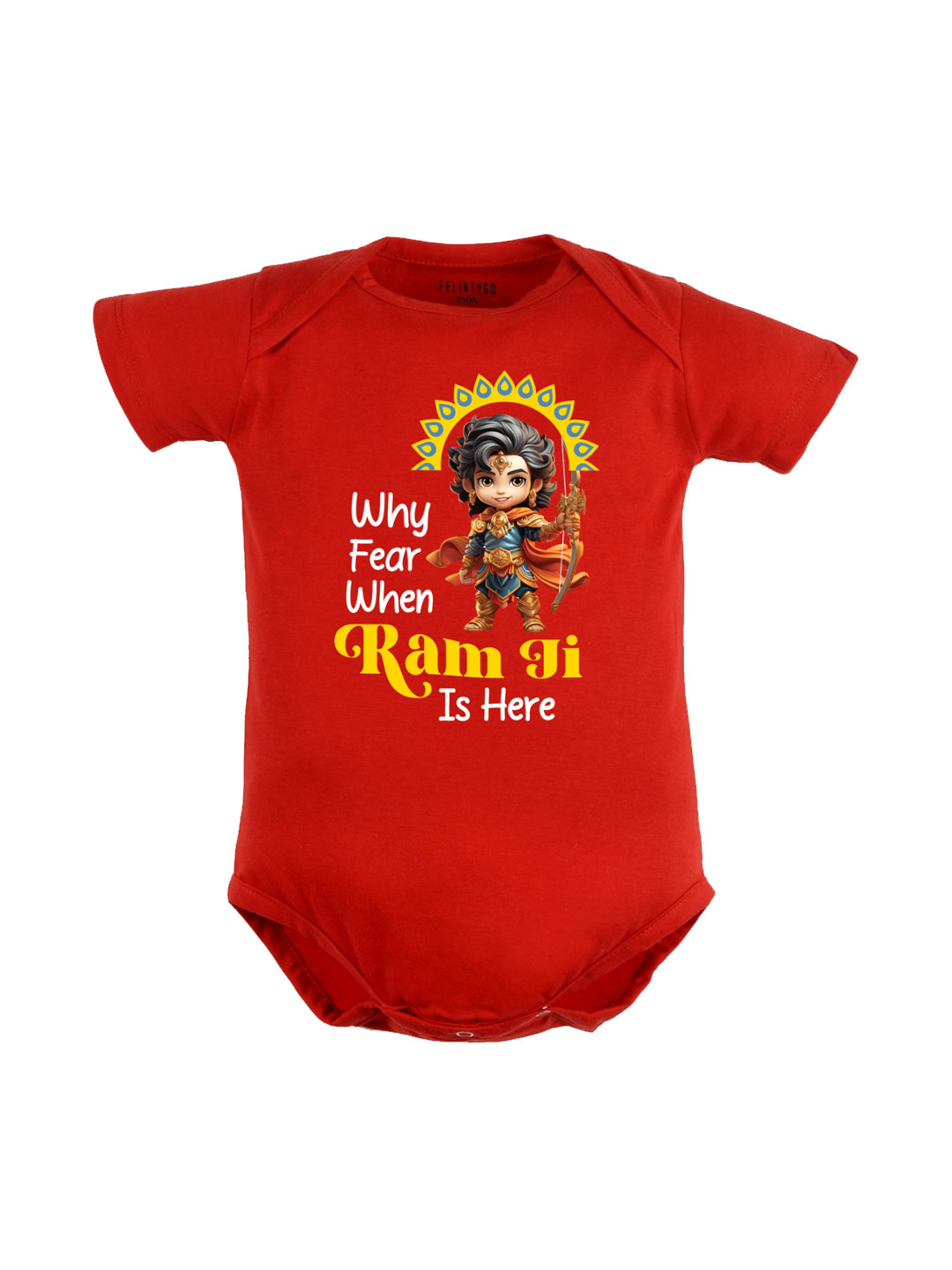 

FFLIRTYGO Infants Dussehra Special Printed Pure Cotton Bodysuit, Red