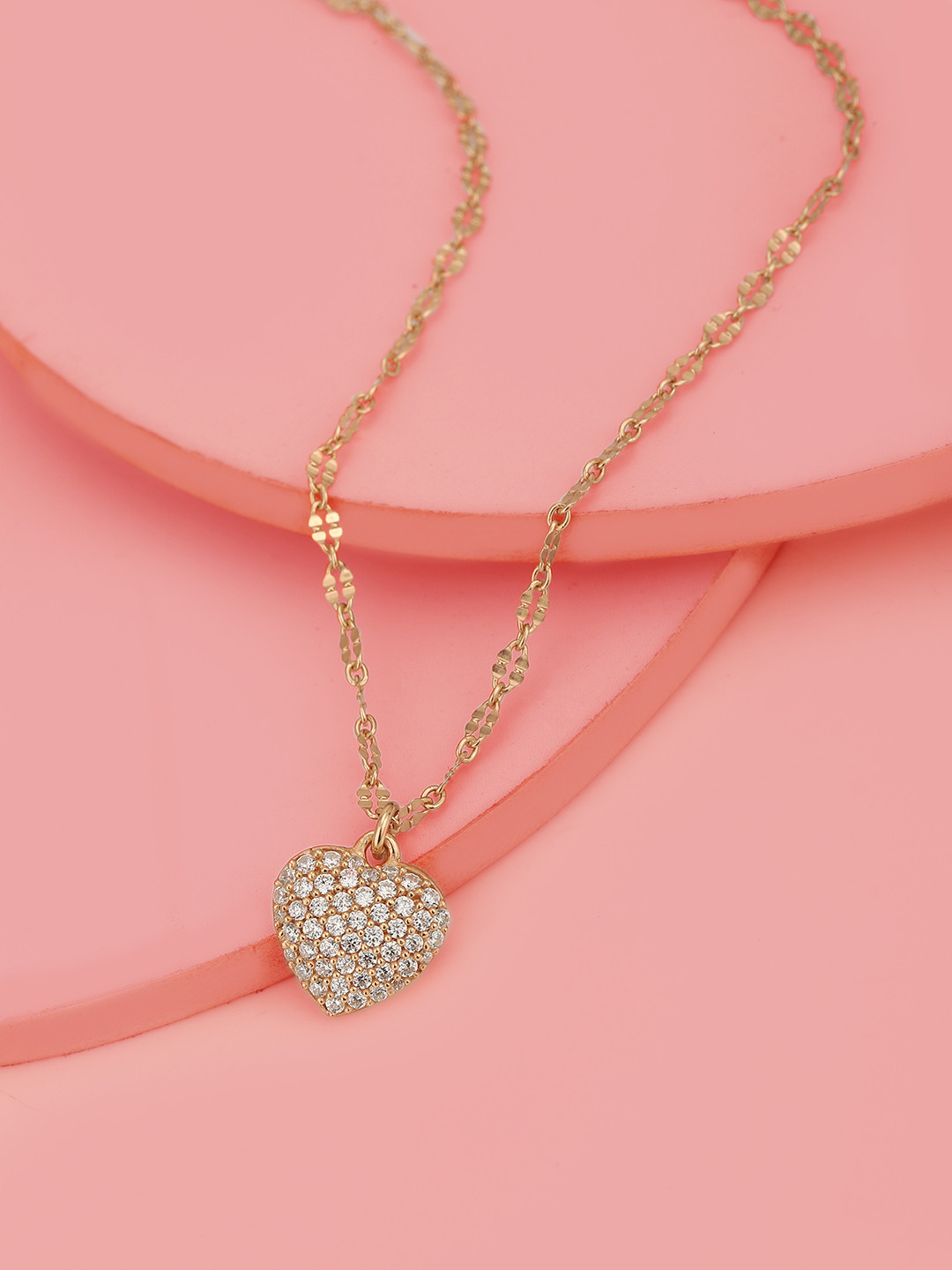 

Carlton London 925 Sterling Silver 18Kt Rose Gold-Plated CZ-Studded Pendant with Chain