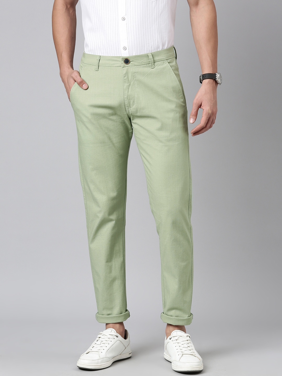 

Majestic Man Men Smart Slim Fit Chinos Trousers, Green