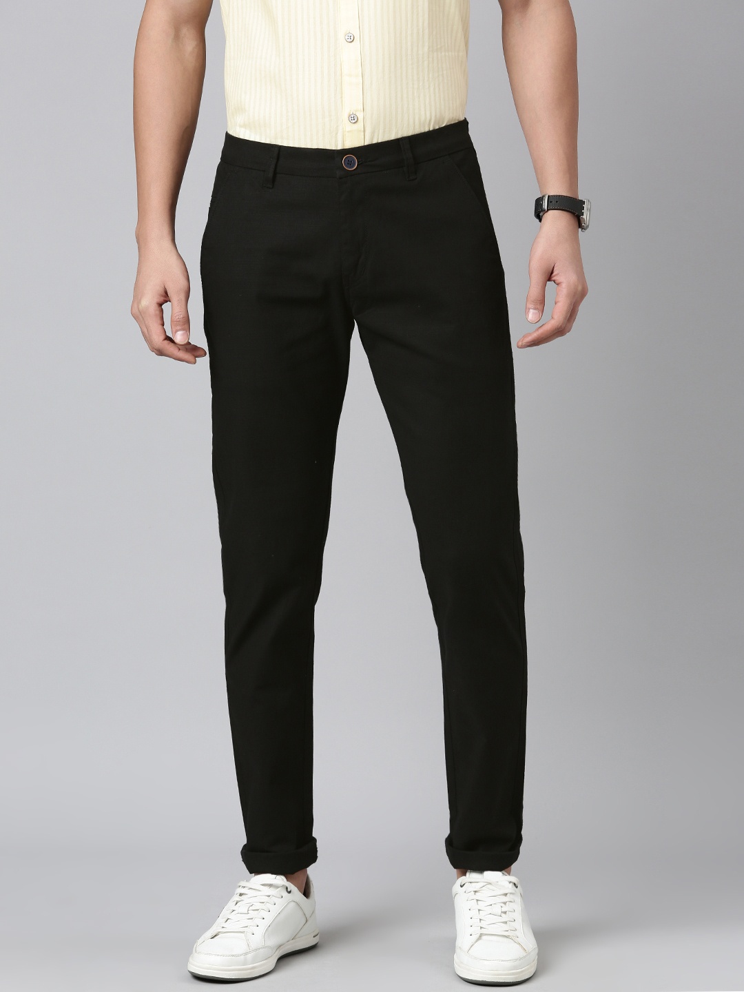 

Majestic Man Men Smart Slim Fit Chinos Trousers, Black