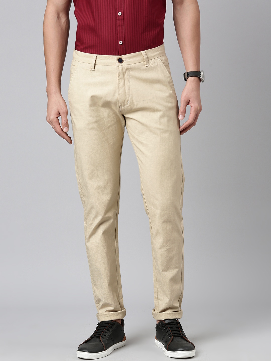 

Majestic Man Men Smart Slim Fit Easy Wash Chinos Trousers, Beige