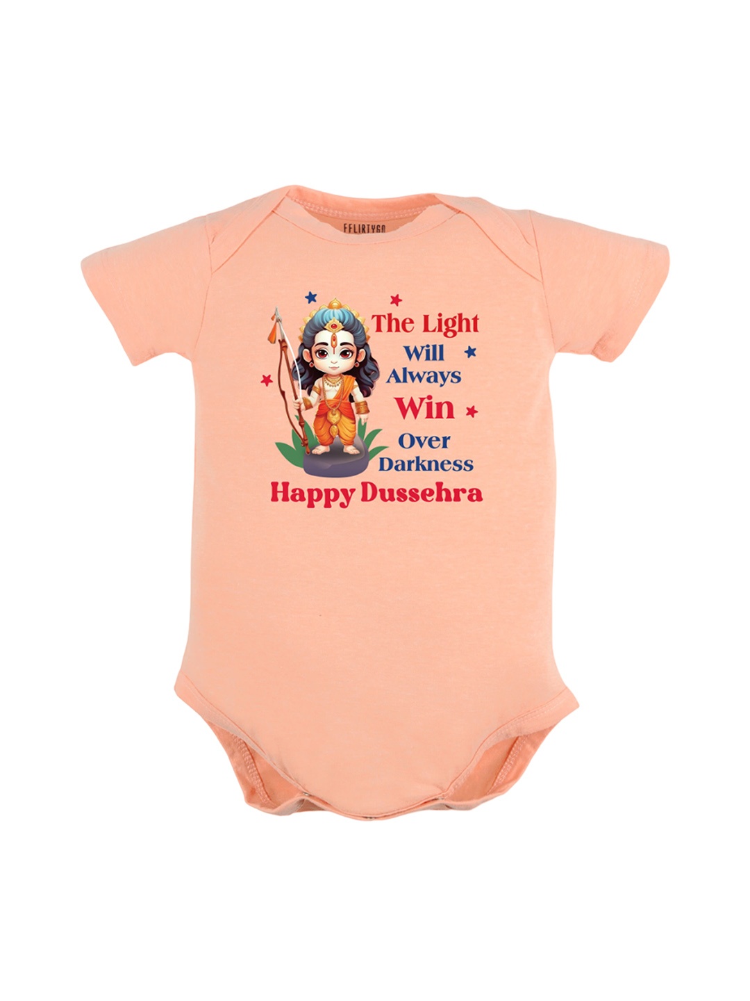

FFLIRTYGO Infant Dussehra Printed Pure Cotton Special Bodysuit, Peach