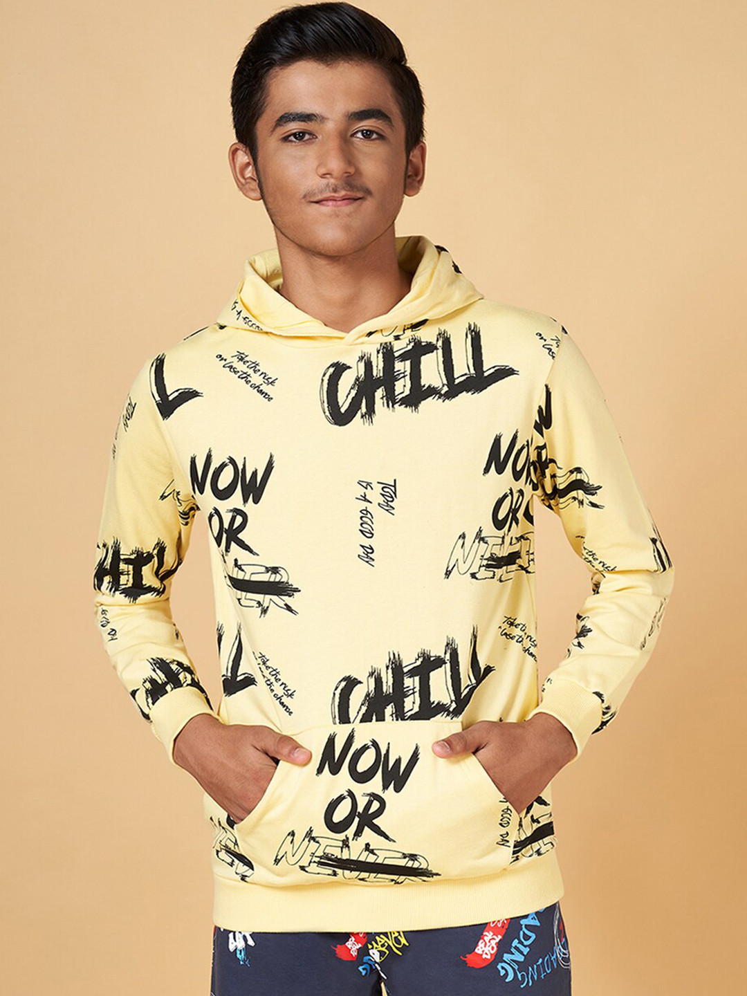 

Coolsters by Pantaloons Boys Printed Hooded Cotton Sweatshirt, Yellow