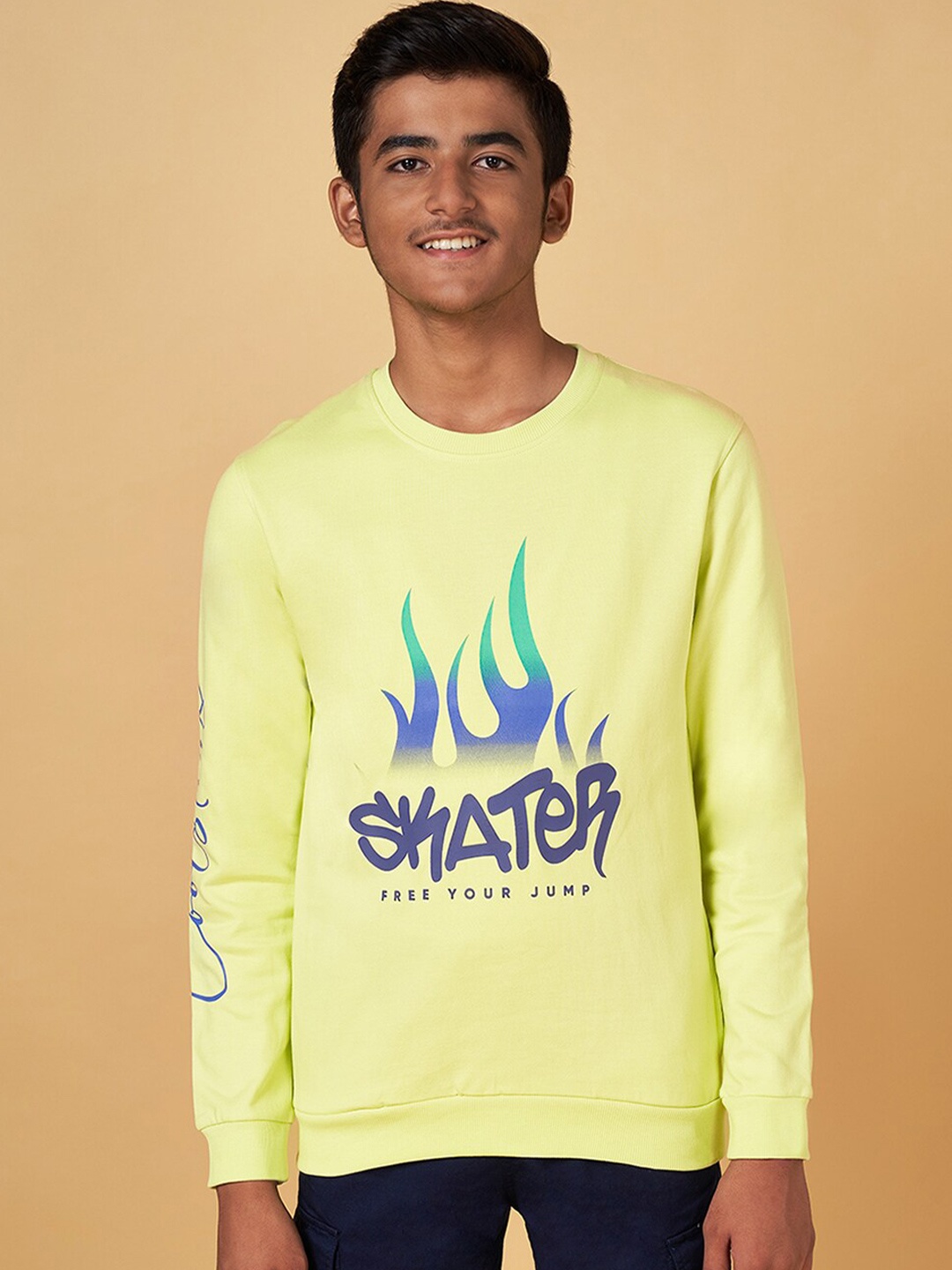 

Coolsters by Pantaloons Boys Printed Cotton Sweatshirt, Lime green