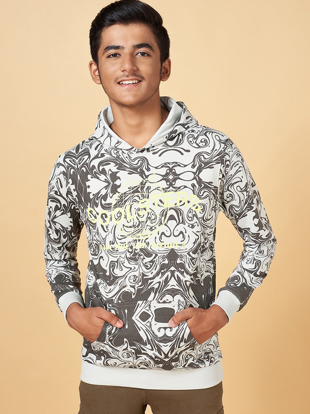 

Coolsters by Pantaloons Boys Printed Hooded Cotton Sweatshirt, Grey
