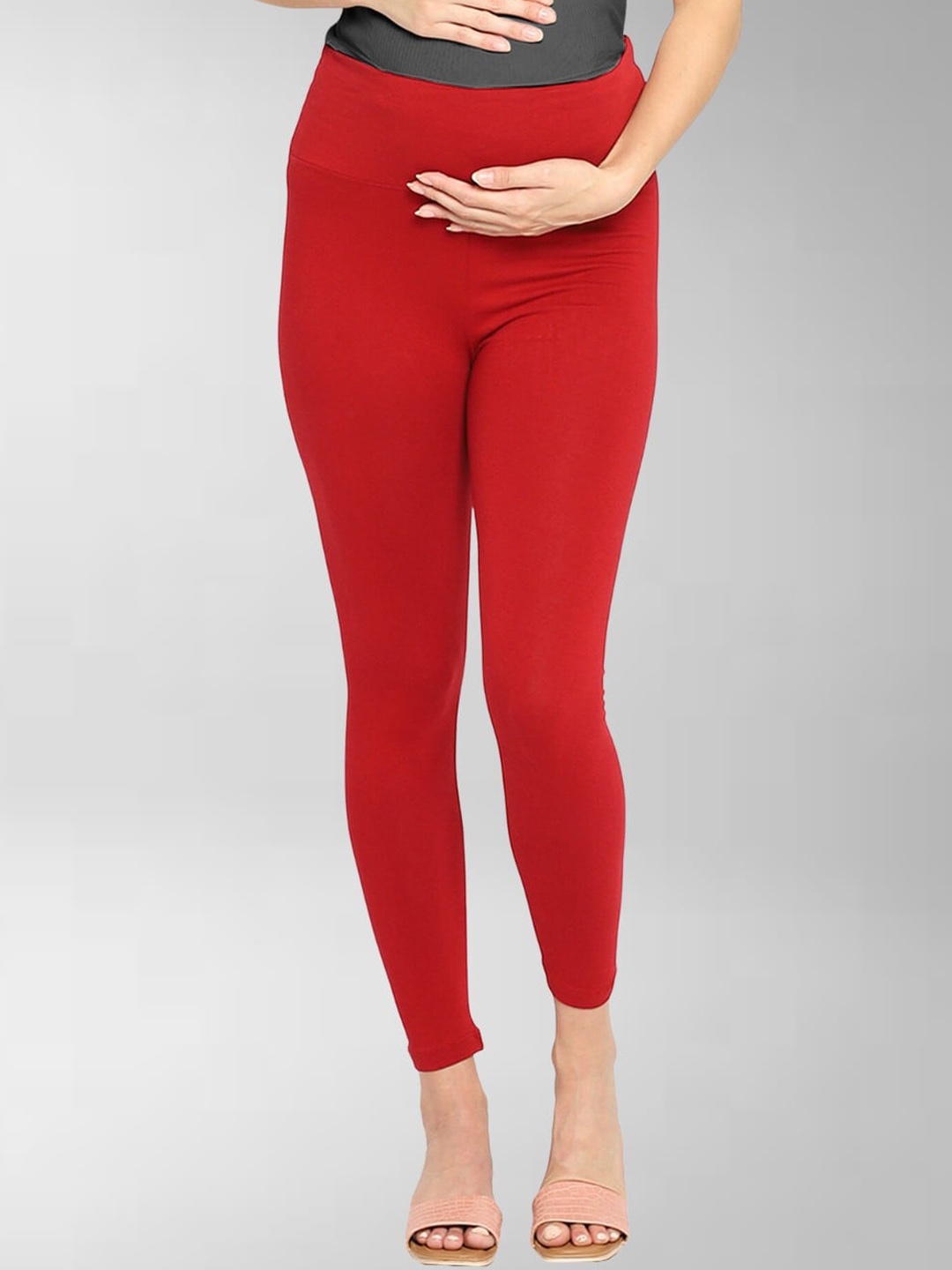 

House Of Zelena High-Rise Ankle Length Maternity Leggings, Red