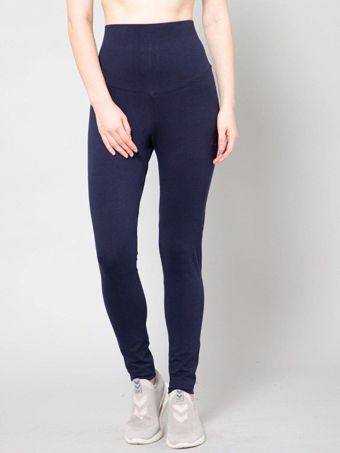 

House Of Zelena High-Rise Cotton Ankle-Length Leggings, Navy blue