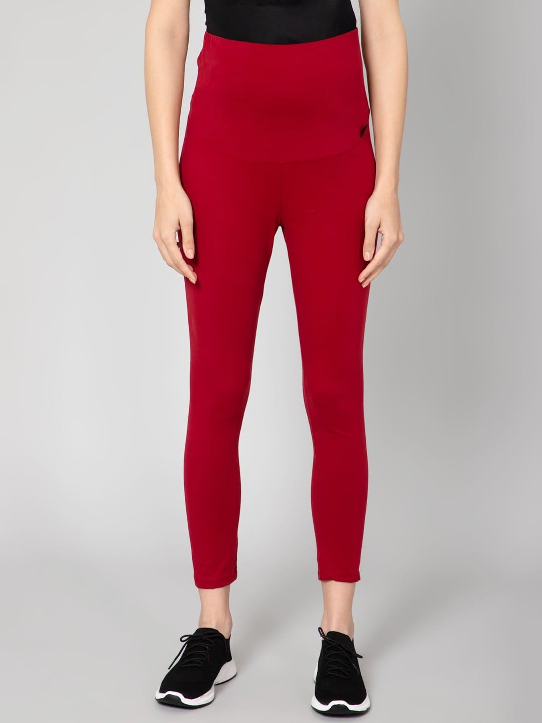 

House Of Zelena High Rise Cotton Ankle Length Maternity Leggings, Maroon
