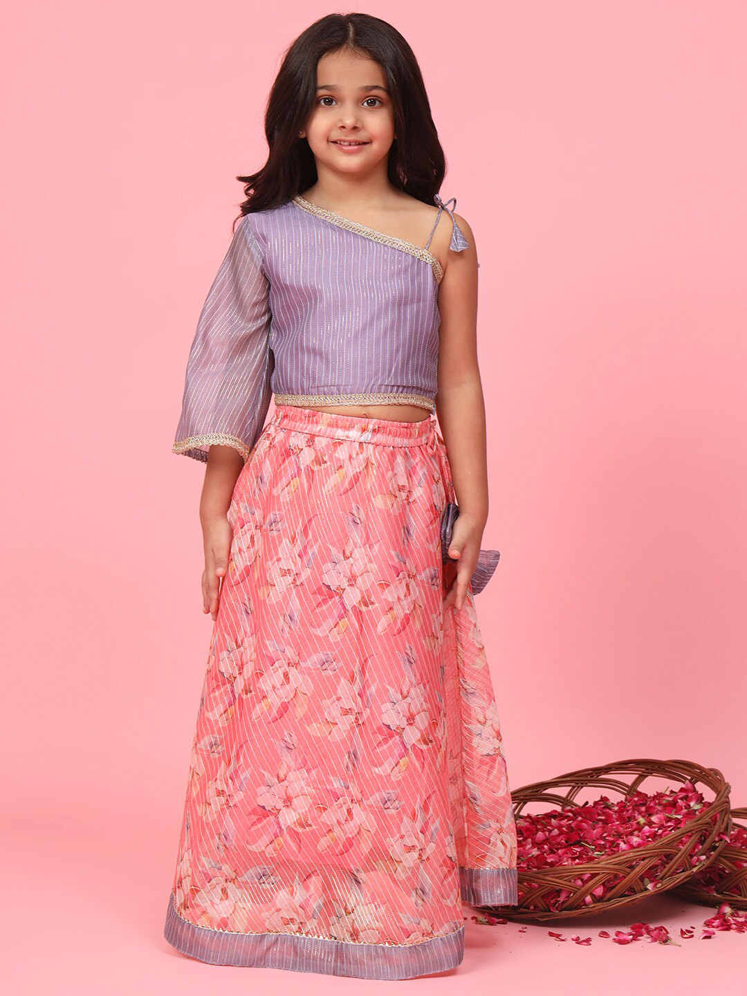 

Readiprint Fashions Girls Printed Ready to Wear Lehenga Choli, Pink