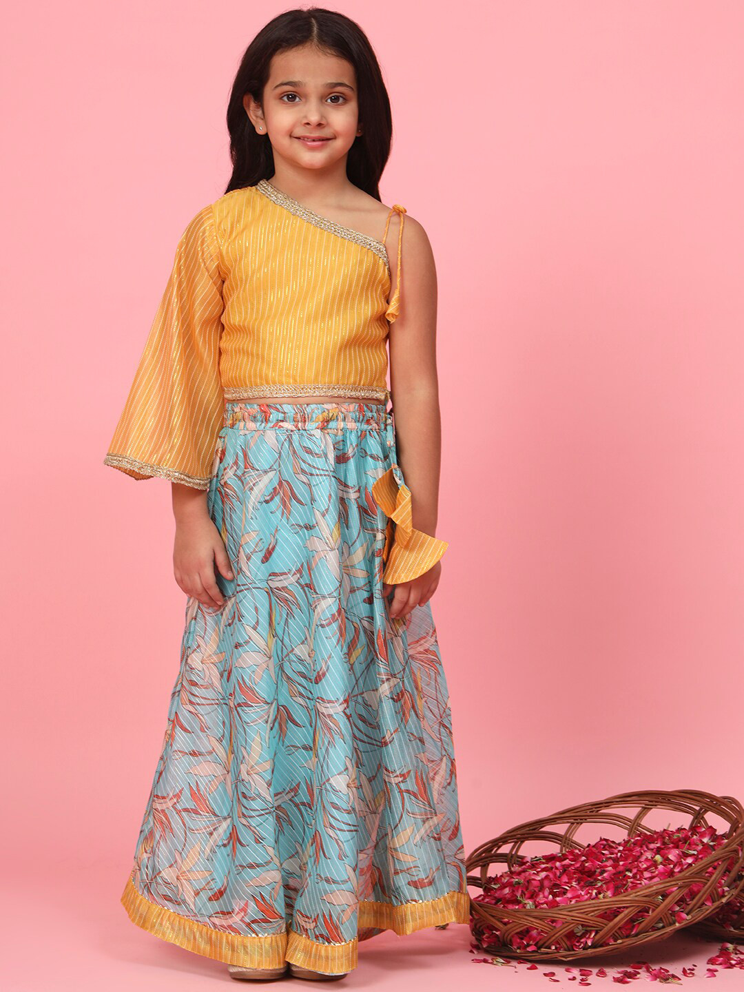 

Readiprint Girls Printed Ready to Wear Lehenga Choli, Mustard