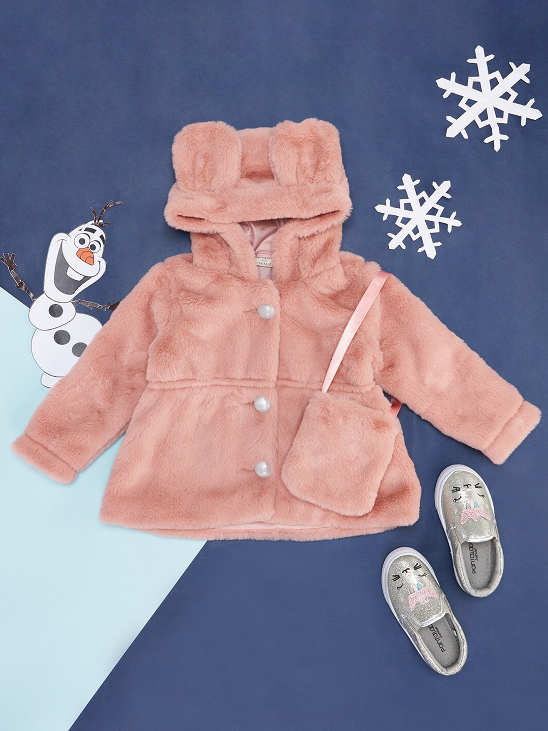 

Pantaloons Baby Infants Girls Hooded Cotton Front Open Sweatshirt, Pink